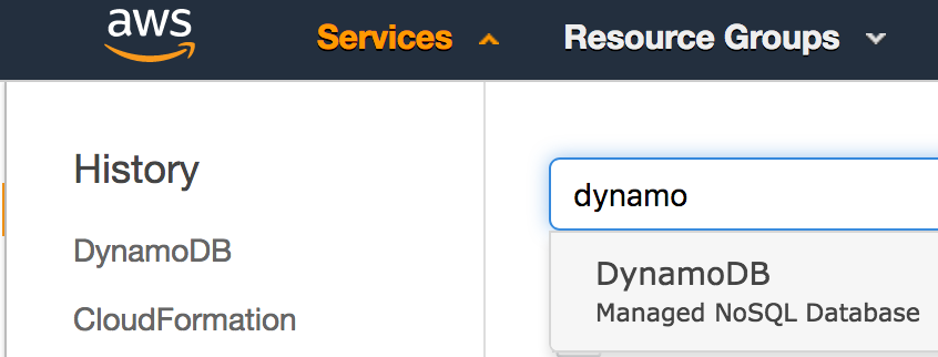DynamoDb Console